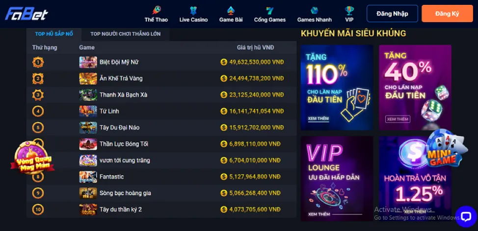 Giải đấu bắn cá fbbet win